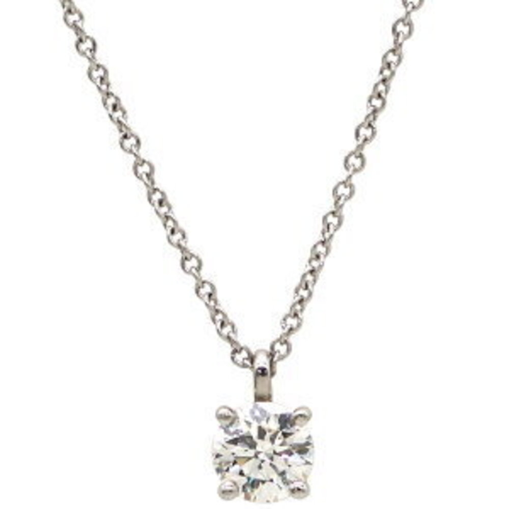 Tiffany Co Solitaire Necklace Diamond Platinum Silver One